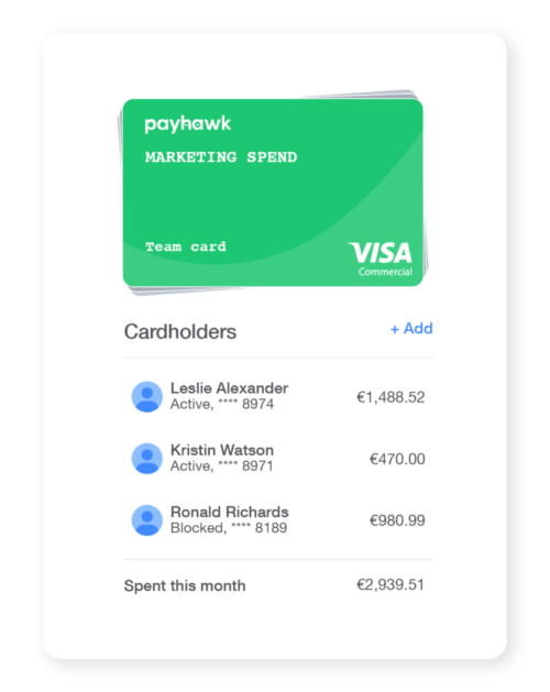 Payhawk corporate card for marketing spend