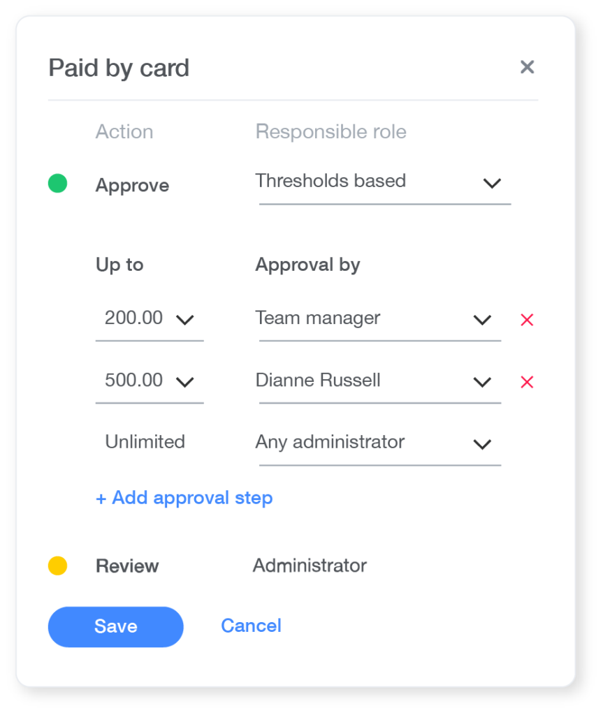 Payhaw's approval workflows illustrated - UX screenshto